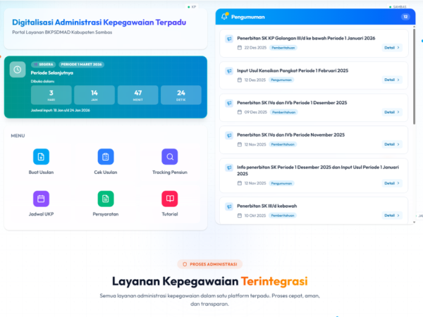 Digitalisasi Layanan Usul Pensiun Bagi PNS di Lingkungan Pemerintah Kabupaten Sambas
